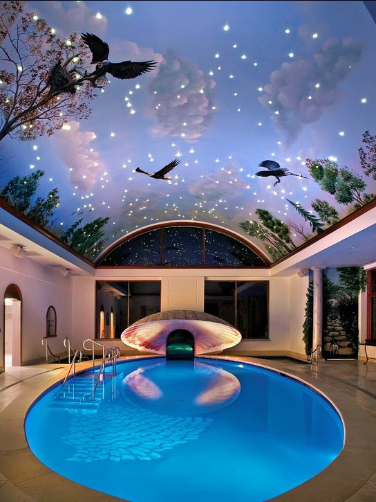 Indoor pool with dramatic height