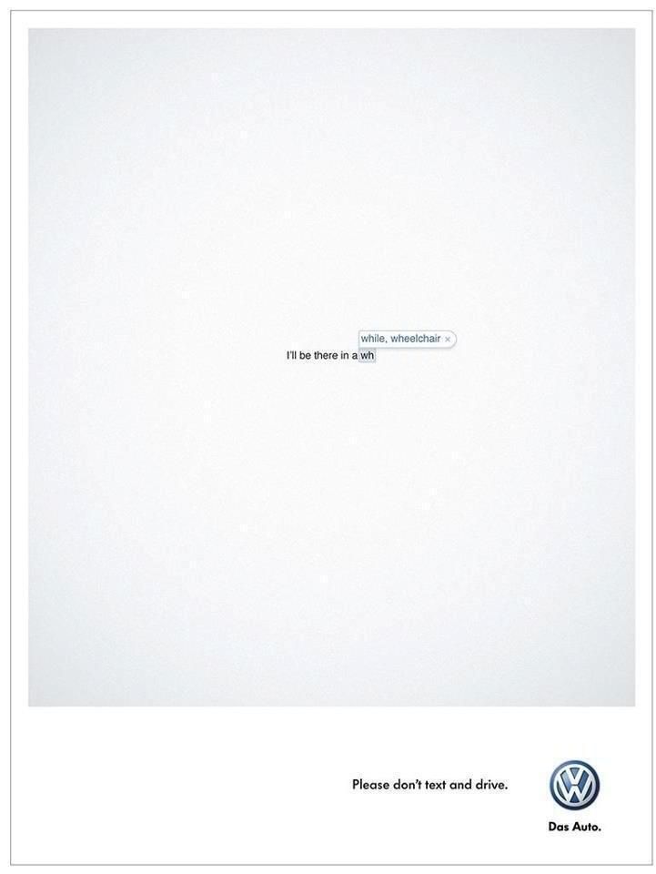 Volkswagen dont text and drive autocorrect ad