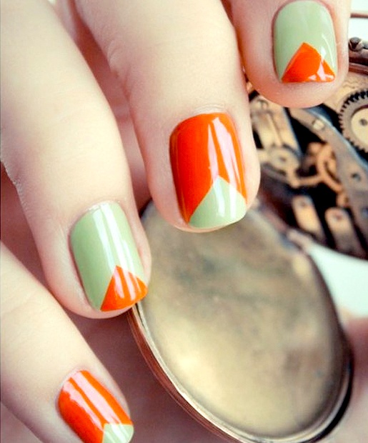 Bold colour-block summer nails