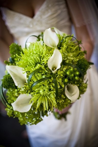 Romantic fresh wedding bouquet detail