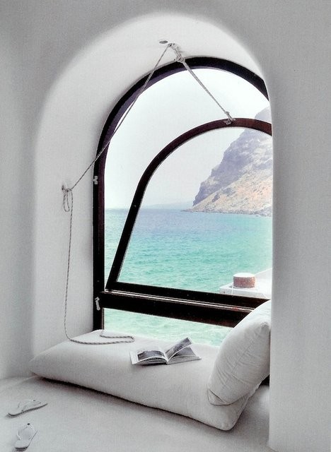 Cozy window nook with soft seating