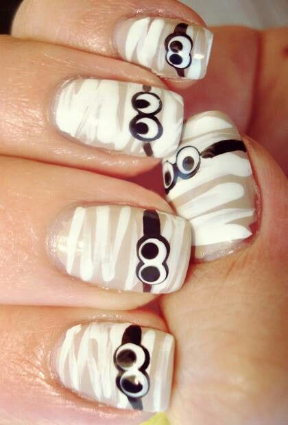 Halloween nail art design close-up