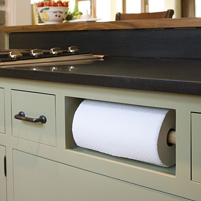 Replace the faux drawer with a paper towel holder Replace the faux drawer with a paper towel holder