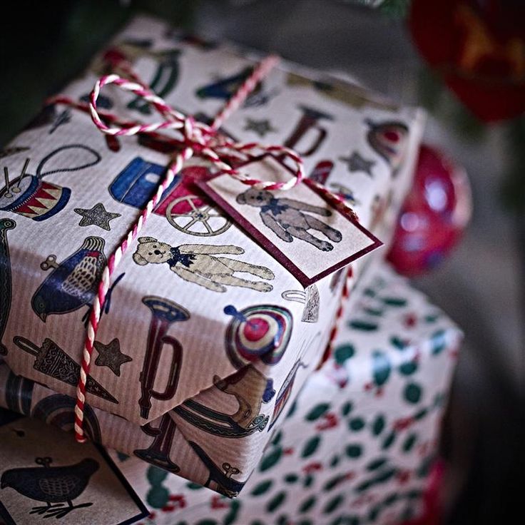 Stamped holiday gift package