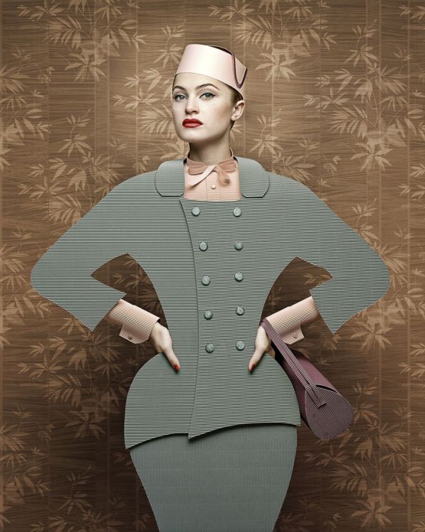 Cardboard Ladies costume portrait by Christian Tagliavini