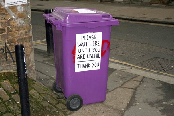 Humorous Ian Stevenson drawing on a found object