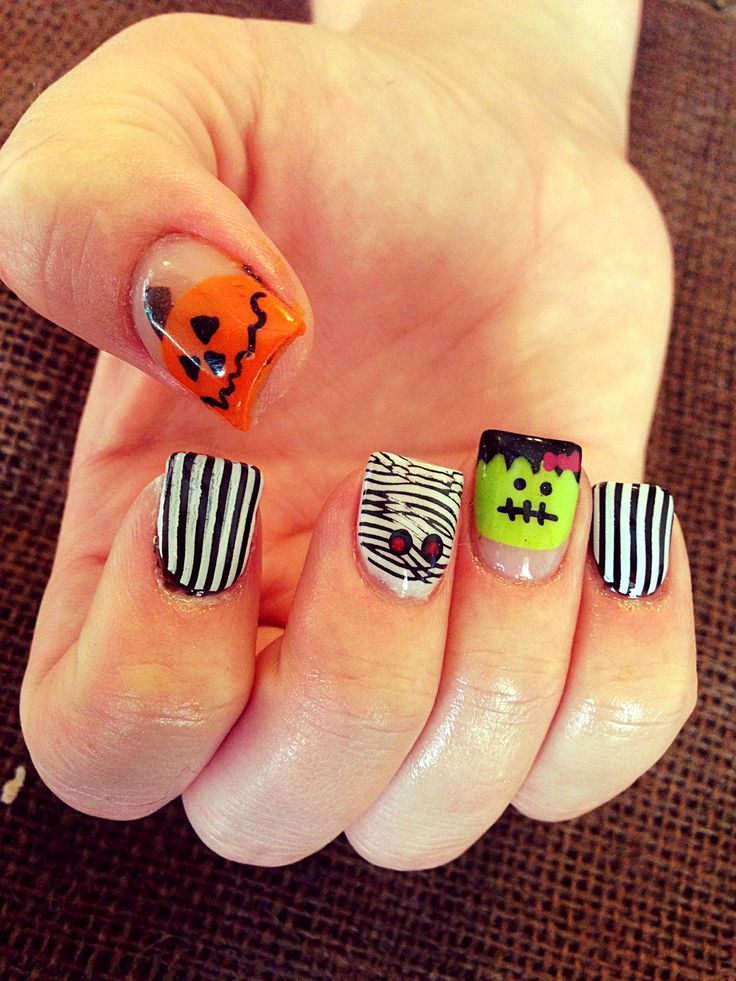 Playful monster Halloween nails