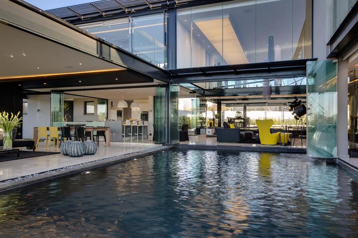 Bright contemporary indoor pool room