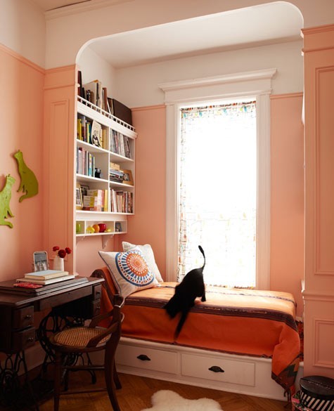 Styled window seat with textiles