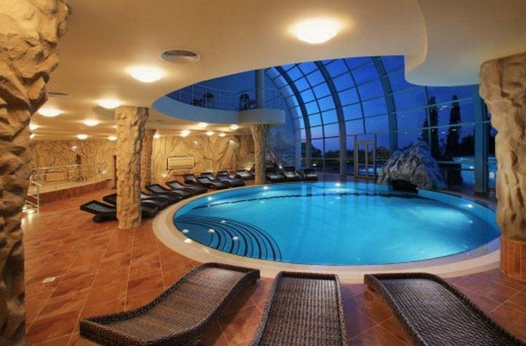 Indoor pool with architectural lighting