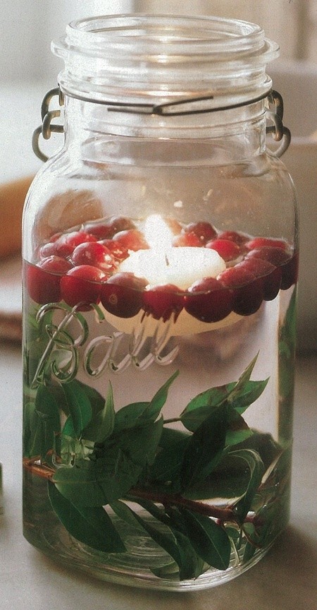 Christmas cranberry mason jar decoration. Christmas cranberry mason jar decoration.