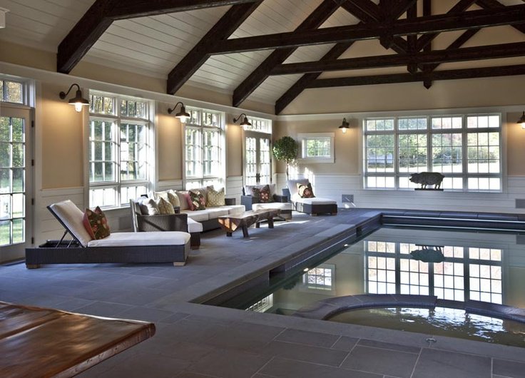 Contemporary indoor pool space