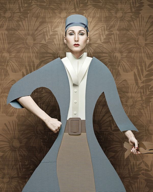 Cardboard Ladies fashioned portrait by Christian Tagliavini