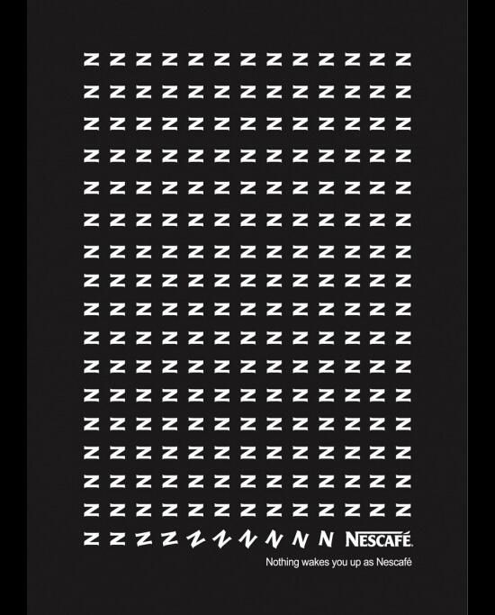 Nescafe typography Z to N wake up ad