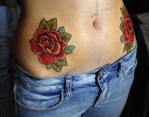 Color rose tattoo illustration