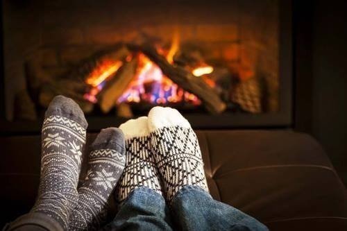Winter coffee cozy scene