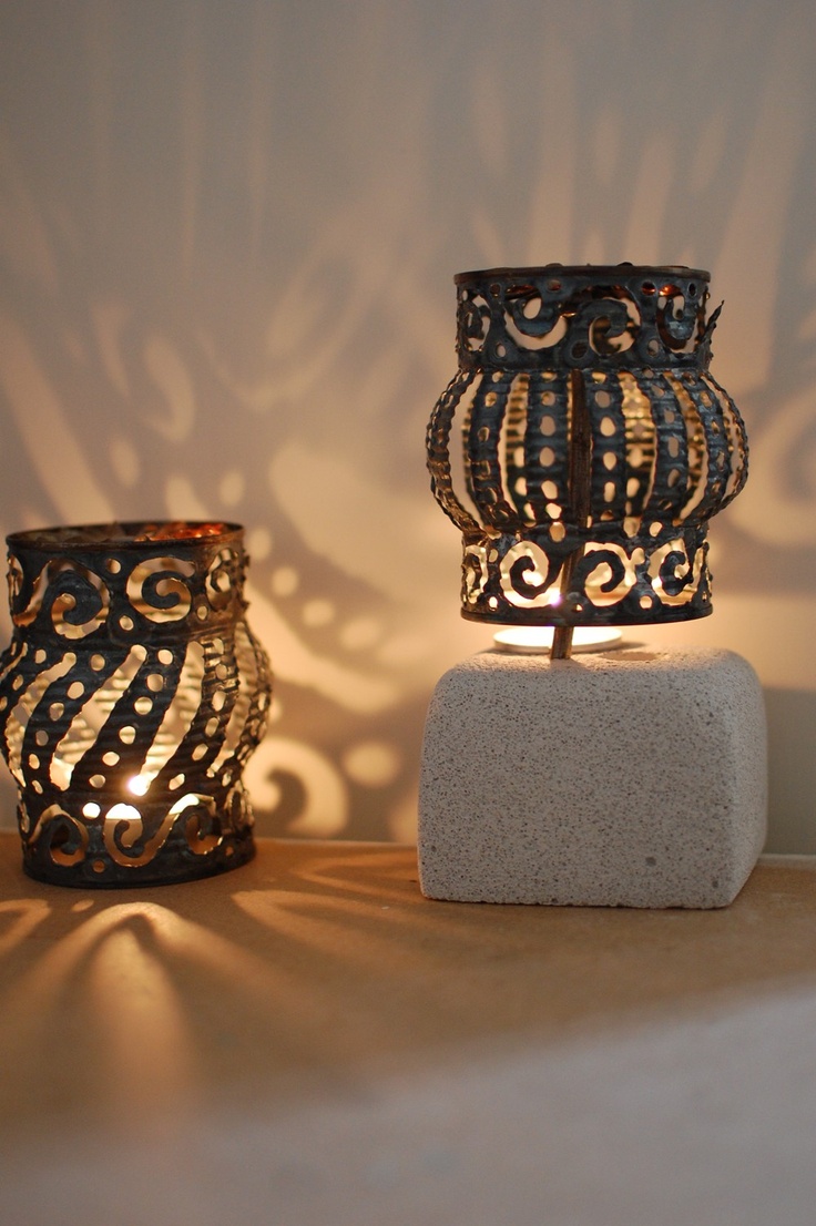 Cut tin can filigree lanterns