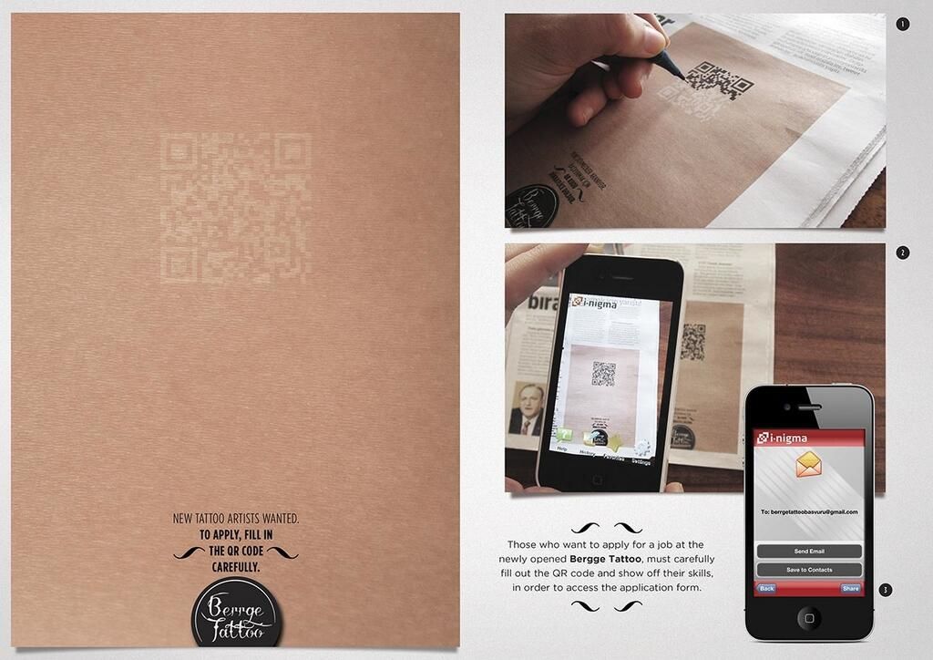 Berrge Tattoo QR code recruitment ad