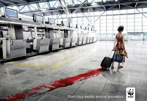 WWF exotic animal souvenirs airport blood trail ad