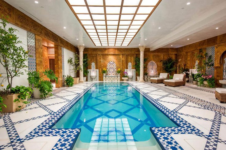 Indoor pool with abundant natural light