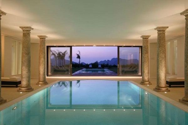 Wide indoor pool panorama