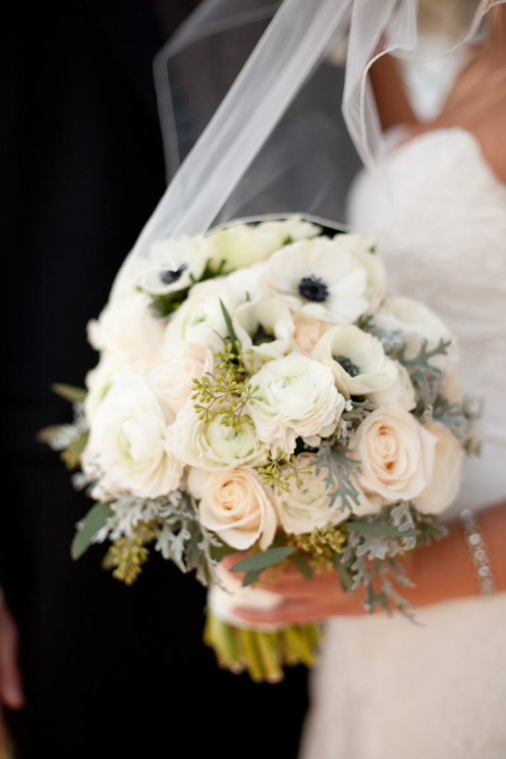 Seasonal fresh wedding flowers in bouquet