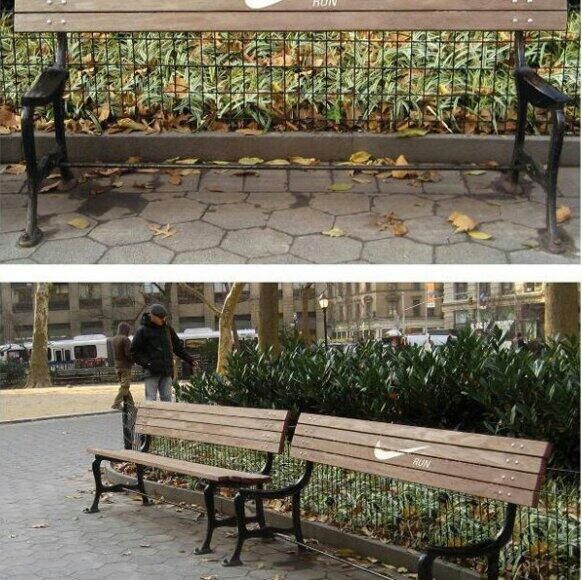 Nike RUN park bench without seat ambient ad