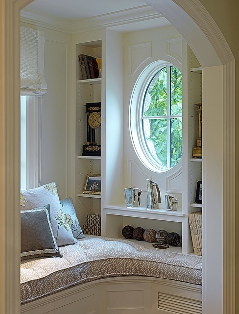 Classic window seat reading corner