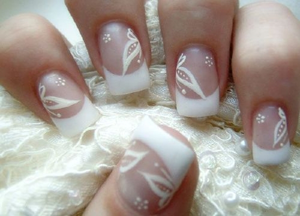 Minimal glamorous bridal nail art