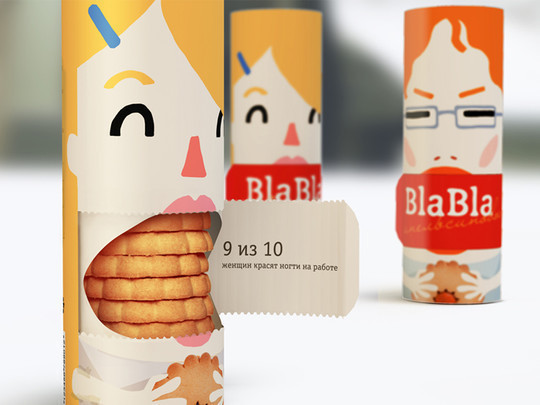 BlaBla cookie tubes that open at illustrated character mouths