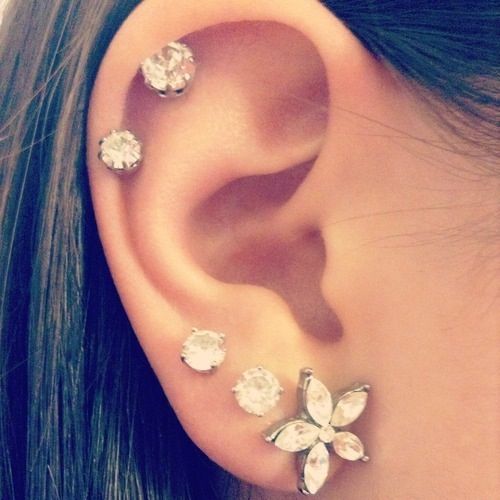 marquise flower lobe with climbing gem studs