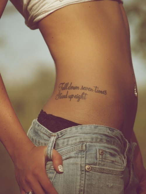 Fall down seven times stand up eight hip tattoo