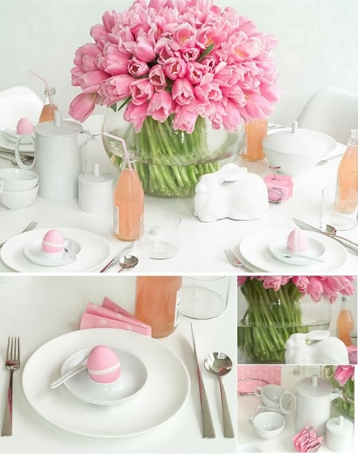 Ribbon and egg Easter table detail