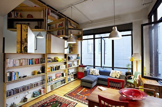 Window seat bookcase storage