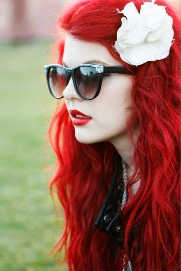 Warm terracotta red hair waves
