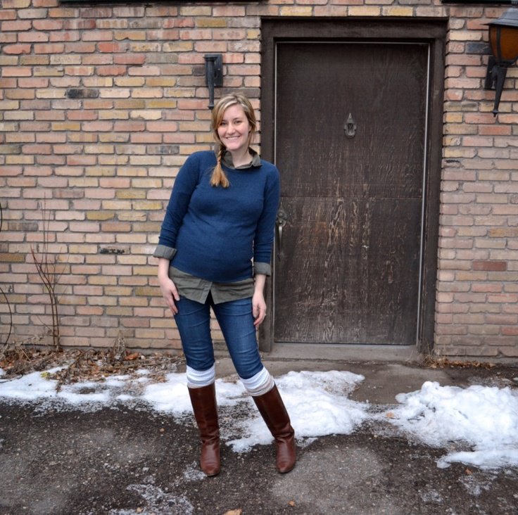 Practical chic winter maternity outfit