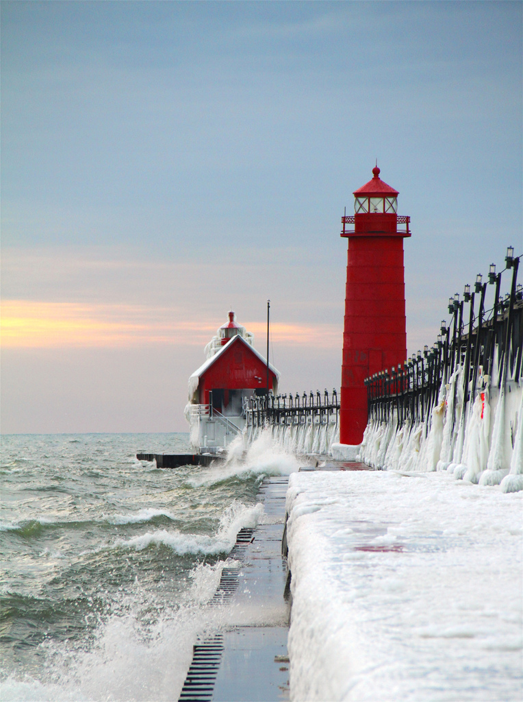 Frozen Lighthouse in Grand Haven, MI