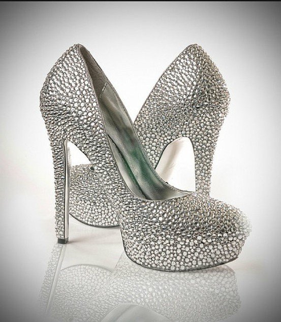 Rhinestone-embellished bridal heels