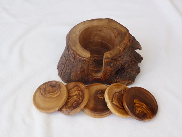 Wood handmade coaster set