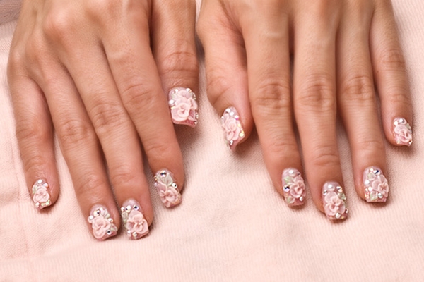 Classic glamorous bridal nail finish