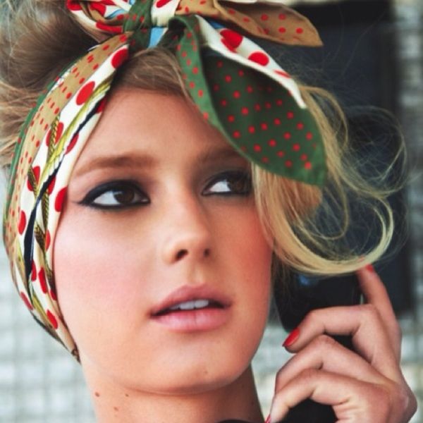Low ponytail hair scarf wrap