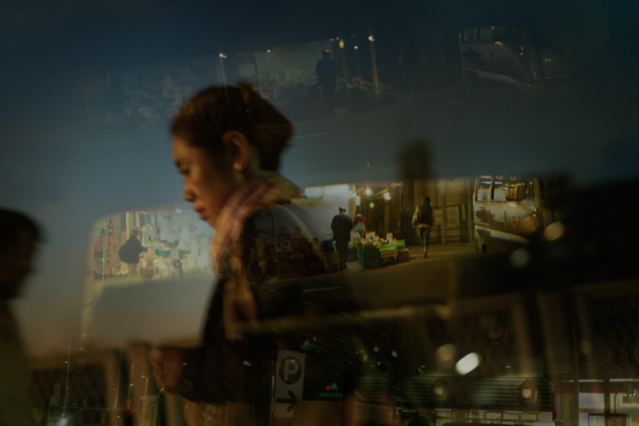 Multiple exposure street portrait from Yokohama taxi