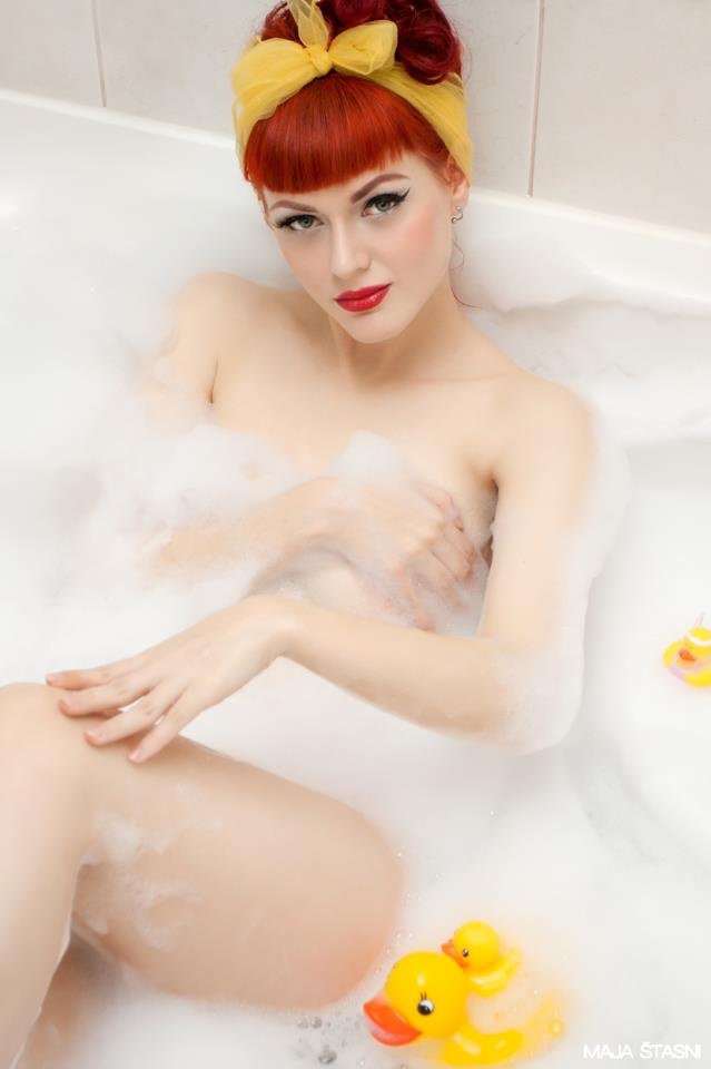 Standing pin-up inspired boudoir portrait
