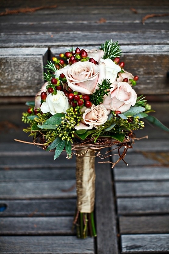 Structured winter wedding flowers