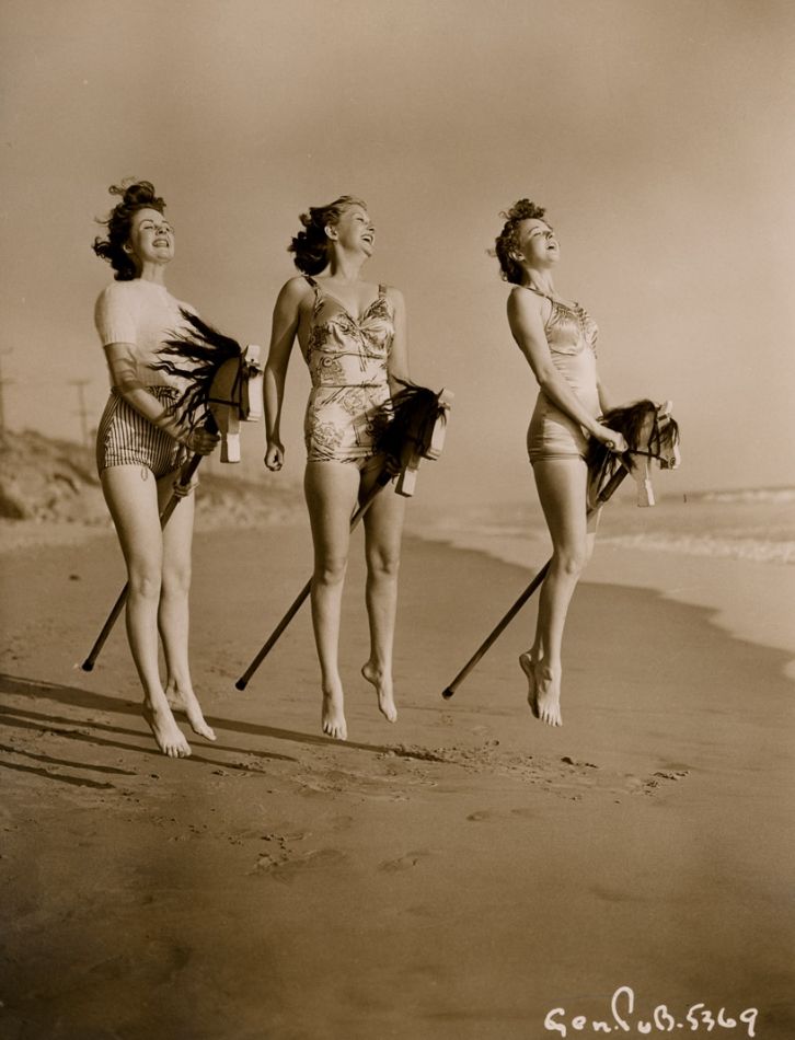 Vintage beach portrait with period atmosphere