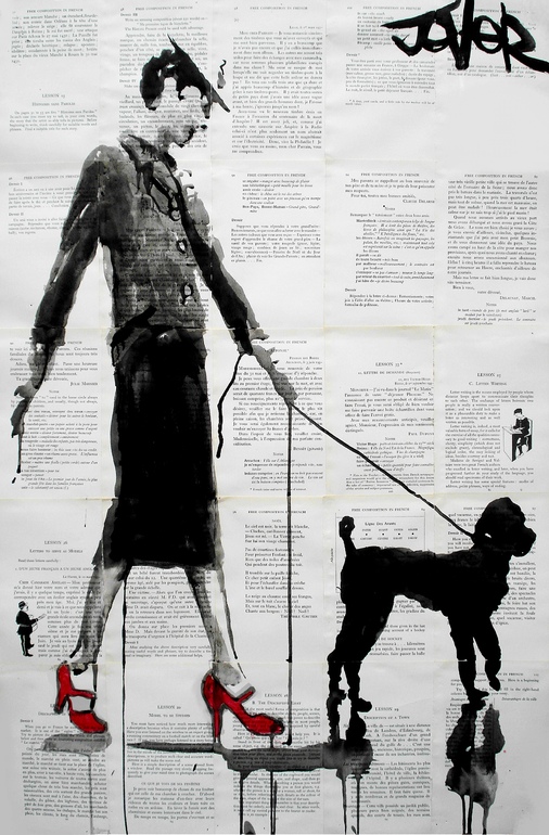 Loui Jover drawing on vintage paper