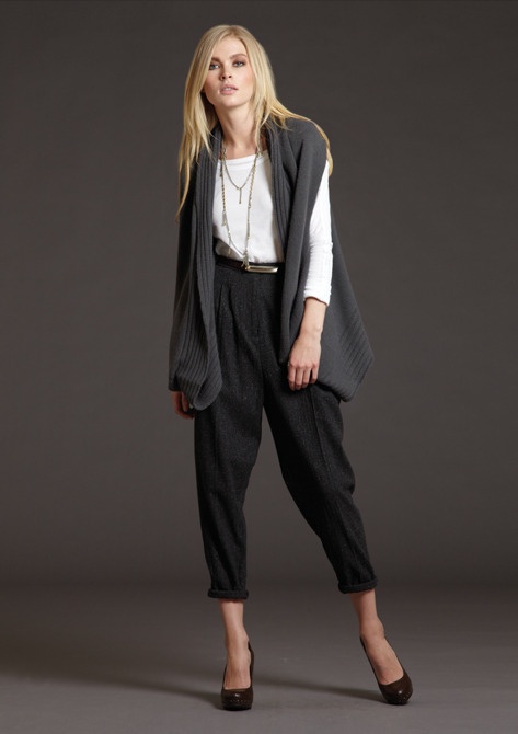 Long warm vest finishing a fall outfit