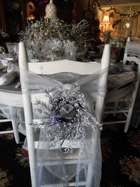 Ivory winter tablescape evening setting