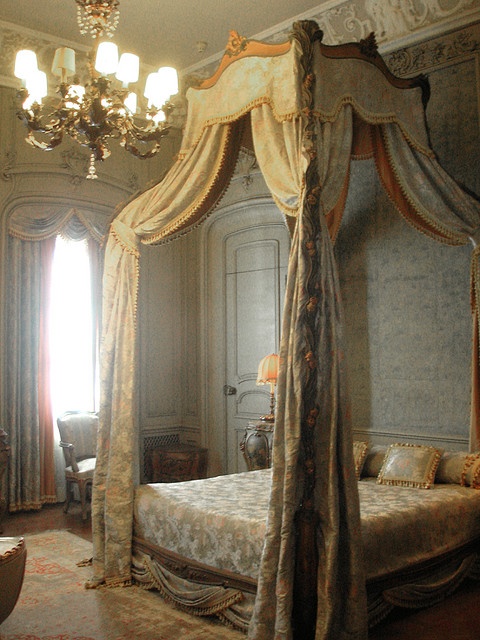 Draped canopy bed