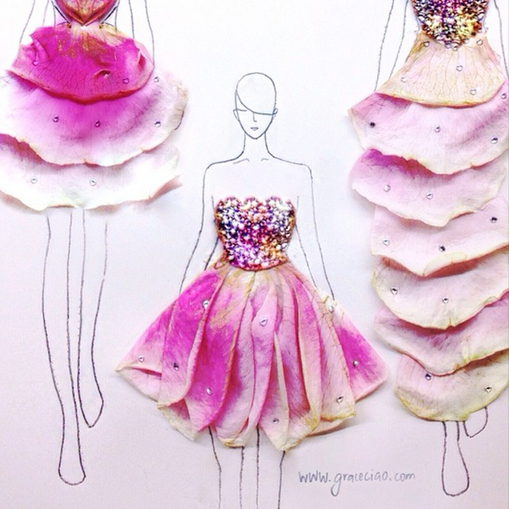 Bloom Belle fashion illustration with layered flower petals